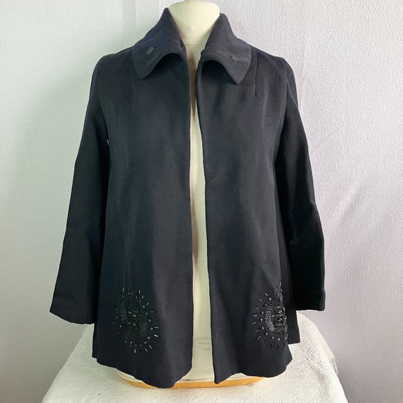 Antique Wool Embroidered & Beaded Hip Length Jacket 1910s-1920s - Picture 1 of 16
